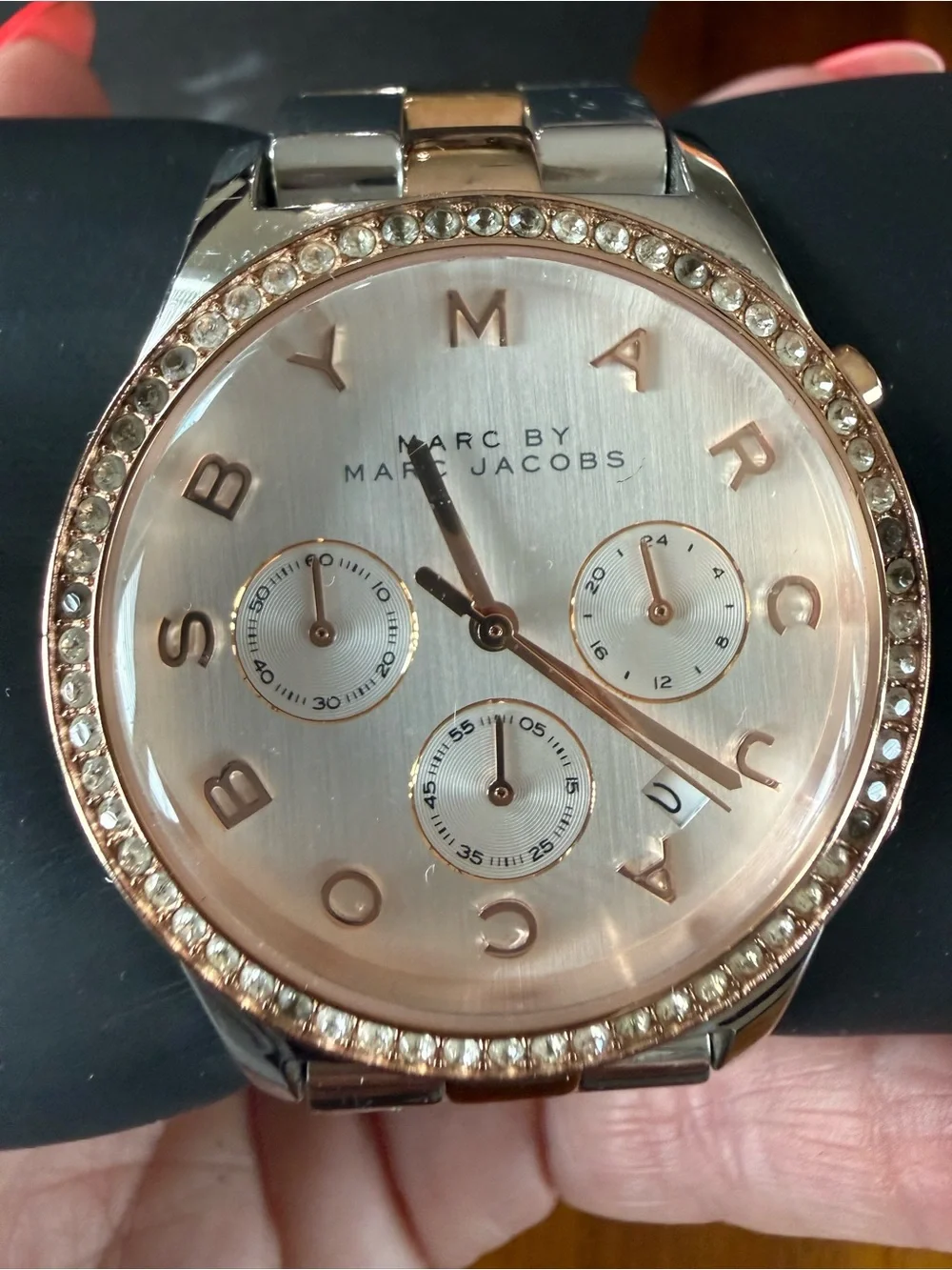 Marc by Marc Jacobs Rose Gold and Silver Crystal-Accent Chronograph Watch